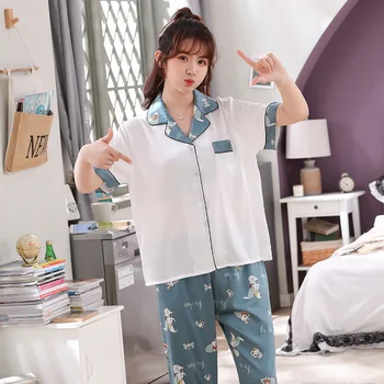 

2020 Women's V-neck Pajamas Spring New Style Simple Household Summer Model Silky Sense Online Celebrity Hot Selling Home Wear