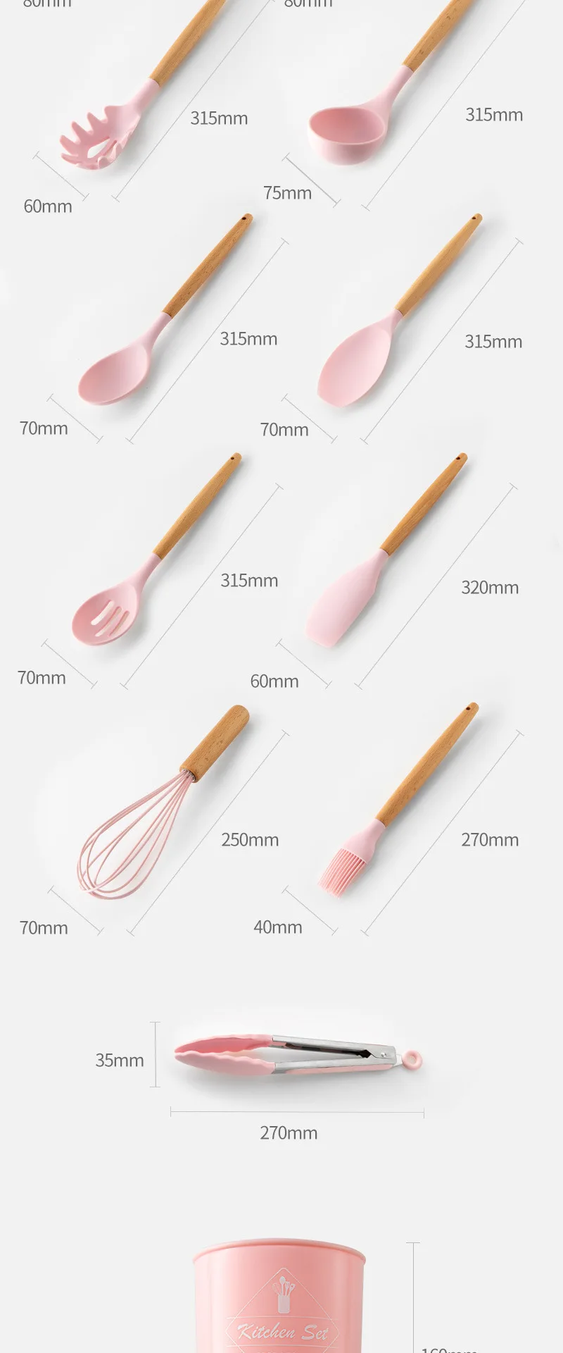 11/12/13Pcs Silicone Kitchen Set nonstick Kitchen Utensils Set with Spoon Spatula Cooking Accessories Baking Kitchen Tools Set
