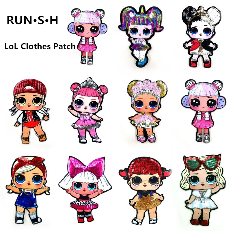 

10 Pcs Girl Lol Clothes Patch Cute DIY Stickers T-shirt Patches for Clothing Sequin Embroidery Cloth Garment Accessories
