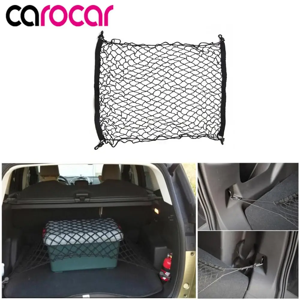 Carocar 70*70 см регулируемая Автомобильная сетка для хранения гамак стиль растягивающаяся грузовая сетка с 4 пластиковыми крючками для универсальных автомобилей и внедорожников