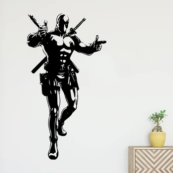 

Cartoon Character Wall Sticker Large Deadpool Home Decoration Superman Decals Living Room Bedroom Wall Art Decal LY1765