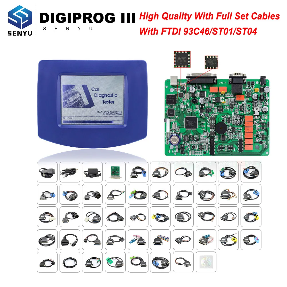 DHL DIGIPROG 3 V4.94 полный набор кабелей коррекция одометра ECU программист, инструмент FTDI 93C46 чип DIGIPROG-3 корректор