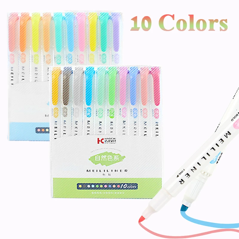 Маркеры Kawaii Mildliner с двойной головкой 10 шт./компл. маркеры карамельных цветов
