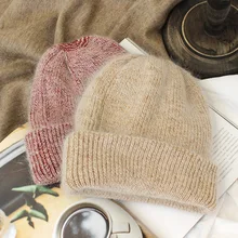 Зимняя шапка с кроличьим мехом, белая шапка с помпоном, Детская Зимняя шерстяная шапка, зимняя универсальная зимняя шапка Baotou