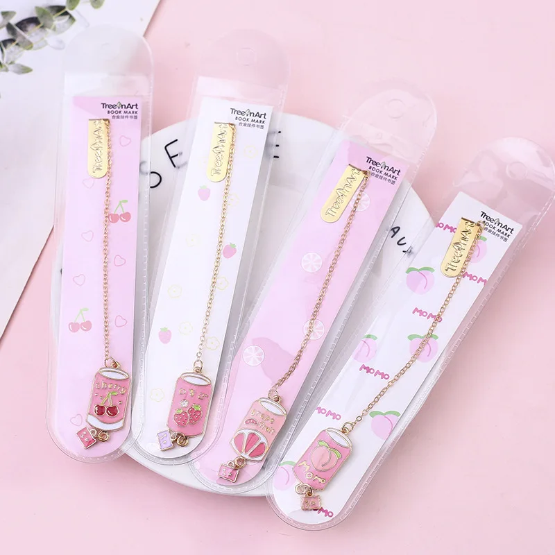 

1 pcs Pink drink alloy Bookmark Stationery School Office Supply Escolar Papelaria