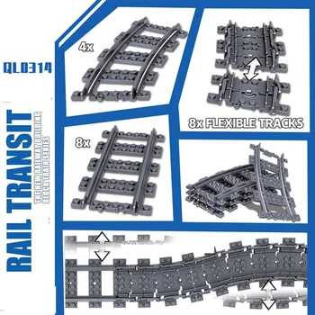 

New Enlighten Technic Creator City Train Rail Straight Curved Tracks Building Block Forked Switch Bricks Toys for Children Gifts
