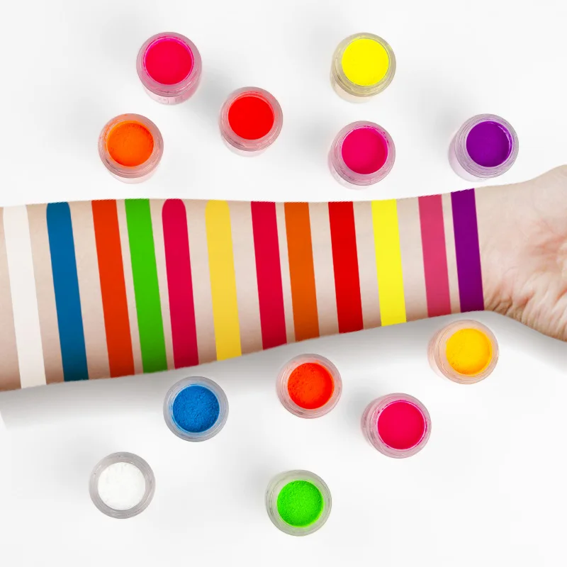 

12 Orders Neon Eyeshadow High Pigment Loose Powder Yellow Green Blue Eye Shadow Dust Summer Matte Eyeshadow Powder Palette