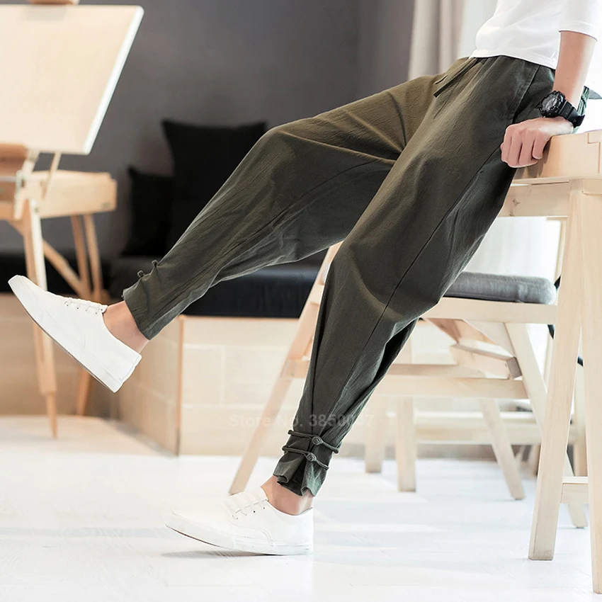 Men Japanese Style Pants Samurai Costume Vintage Male Trousers Vintage Harem Pants Plus Size Haori Kimono Yukata Streetwear
