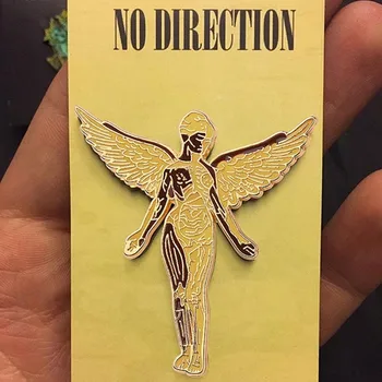 

Nirvana Rock Band Pin in Uterus Music Badge Angel Wing Art Brooch Heavy Metal Fans Gift Grunge Decor 30