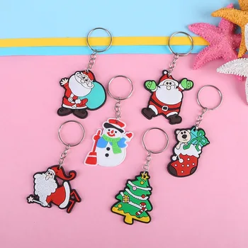 

Bag Decoration pendant Holiday gift atmosphere Santa Claus Christmas tree PVC soft rubber key chain car key pendant