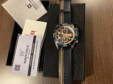 NAVIFORCE-reloj deportivo de lujo para hombre, cronógrafo de pulsera de cuero genuino militar, azul de marca, a la moda，hombre，relojes para hombre，relojes，rrelojes de cuarzo para hombre，relojes analógicos para hombre