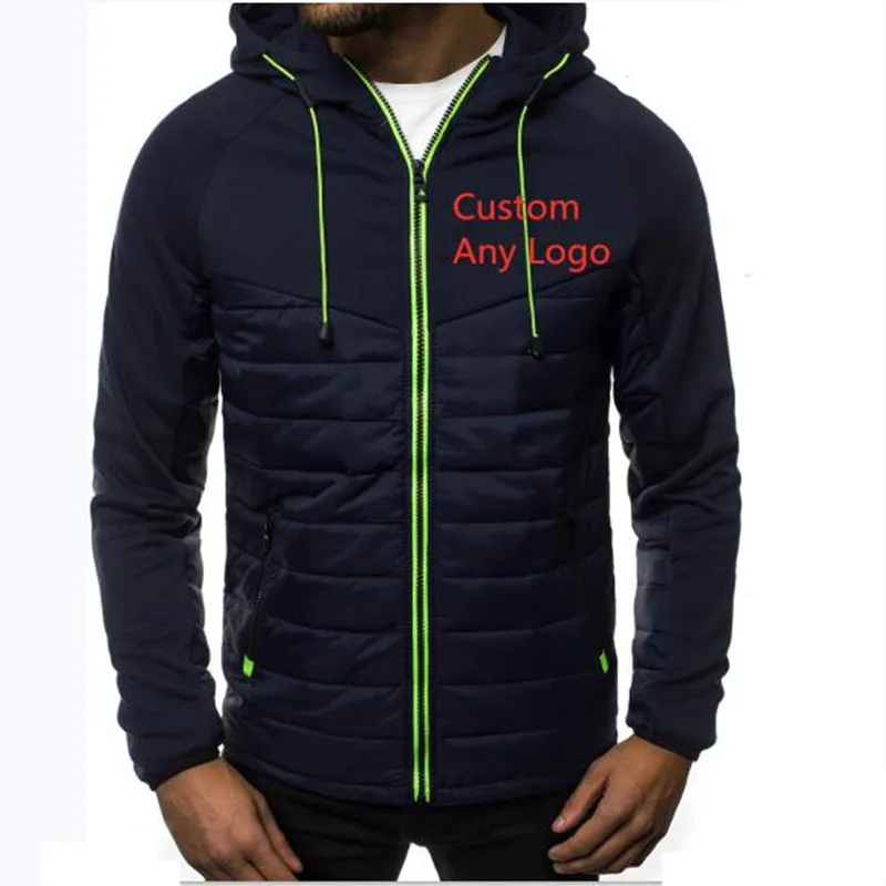 На заказ любой логотип высококачественный теплый модный мужской пуховик с капюшоном из перьев чистый цвет бутик Сращивание перо вниз пальто куртки