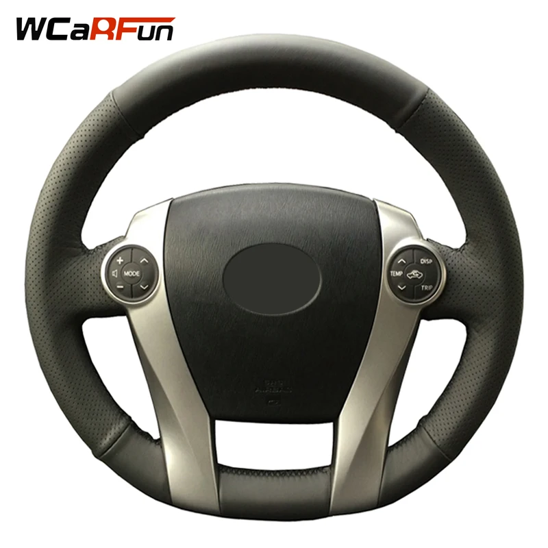 WCaRFun сшитый вручную черный чехол рулевого колеса автомобиля из искусственной