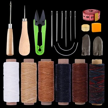 

MIUSIE Leather Waxed Thread Sewing Kits Hand Sewing Needles with Leather Craft for Leather Canvas DIY Sewing Accessories