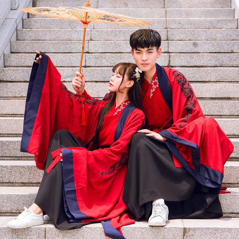 Традиционные китайские танцевальные костюмы Hanfu для женщин и мужчин халат