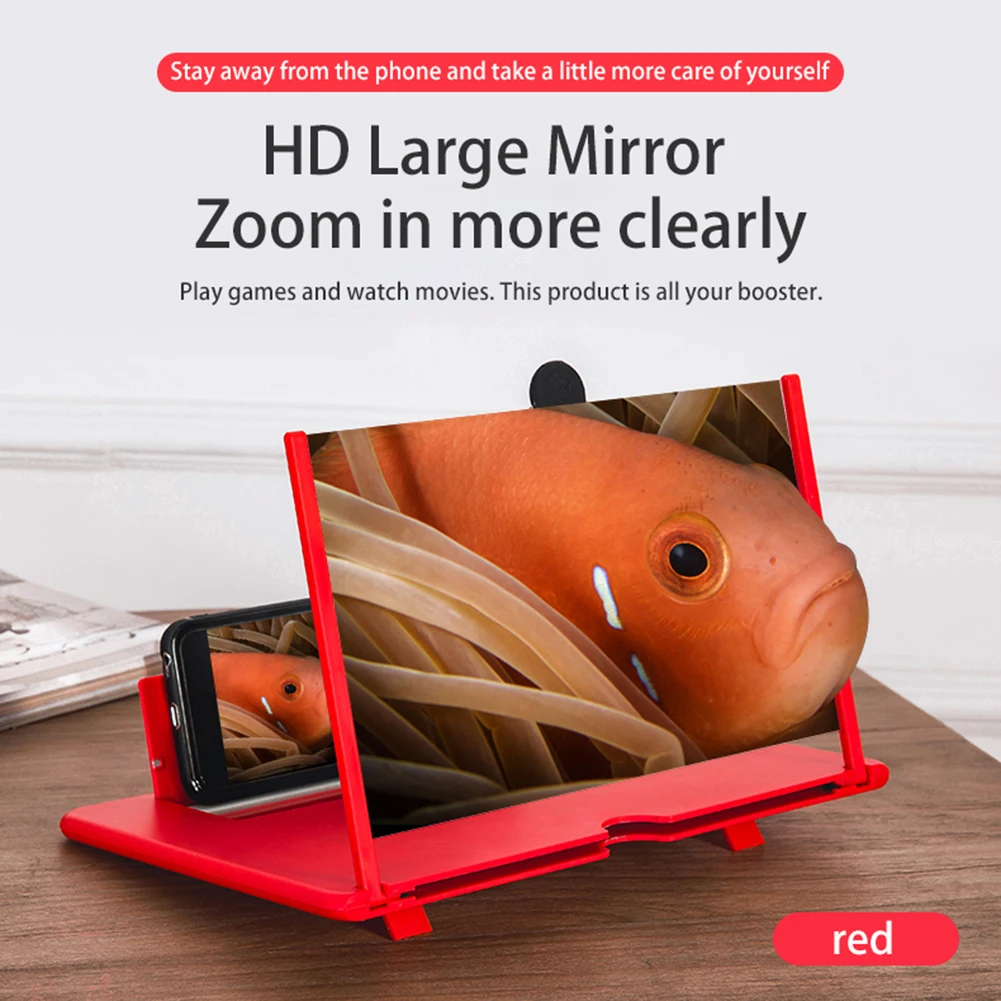 

12 inch 3D Mobile Phone Screen Magnifier HD Video Amplifier Stand Bracket with Movie Game Magnifying Folding Phone Desk Holder