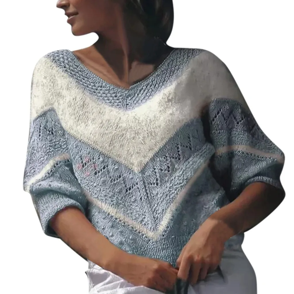 Sueter mujer invierno женский свитер с круглым вырезом и симметричным v-образным вырезом, теплый зимний Свободный вязаный пуловер truien dames swetry