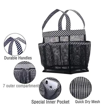 

Shower Caddy Tote Mesh Shower Basket Quick Dry Bathroom Organizer with 8 Pockets Portable Caddy for Dorm Camping Swimming