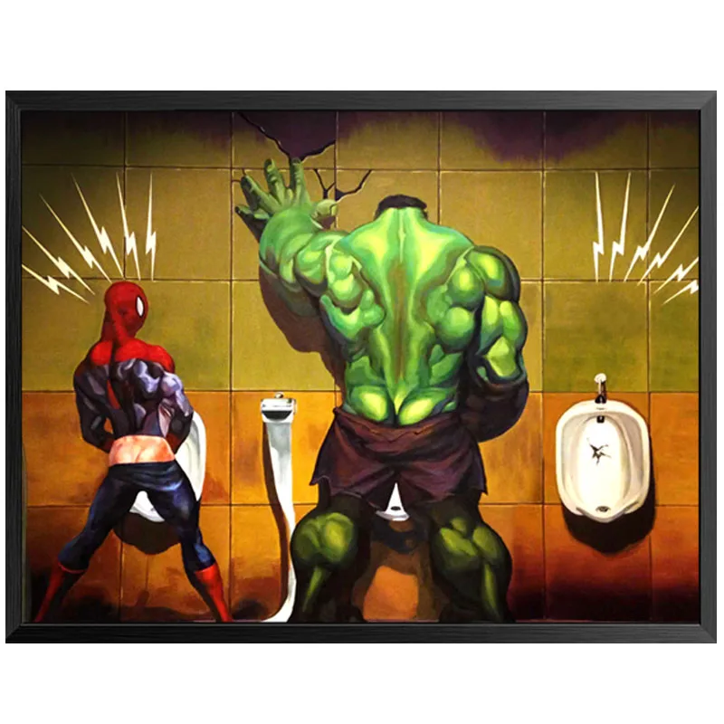 

Superhero Toilet Bathroom Nordic Poster Anime Wall Art Canvas Painting Washroom Wall Pictures For Living Room Unframed