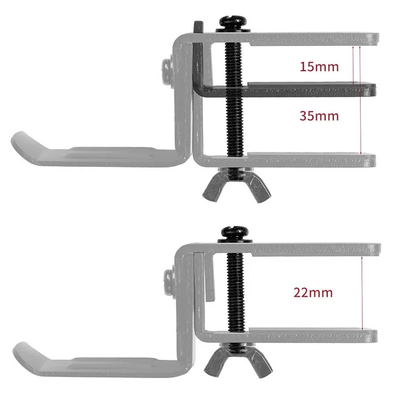 Universal Aluminium Alloy Headphone Holder Desktop Mount Headset Hanging Hook Gaming Headphone Stand with Screws