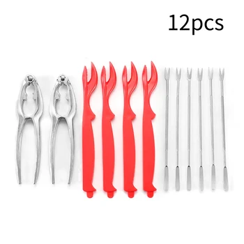 

12Pcs/Set Seafood Tools Crab Crackers Nut Cracker Forks Set Opener Shellfish Lobster Leg Sheller Knife Kitchen Accessories
