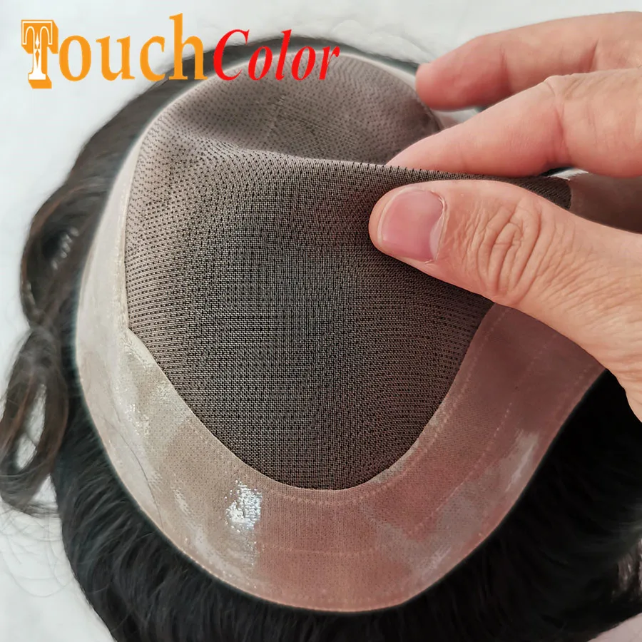 

Men's Wig Durable Fine Mono Lace Natural Men Toupee Hairpiece Real Human Hair Replacement System Breathable Comfortable Male Wig