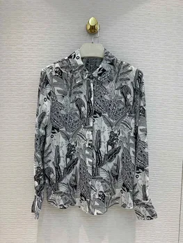 

Bc16815 Beautiful Matter Chronicles 2020 Good Morning! Suit-dress Temperament Grace Jungle Tree Monkey Printing Pattern Shirt