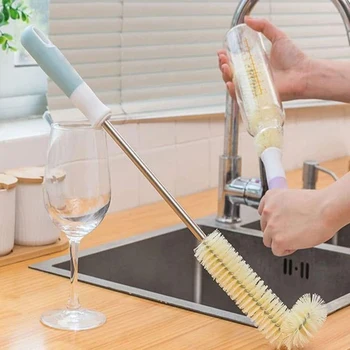 

Kitchen Cleaning Brush Hangable L-shaped Cup Cleaning Brush Long Handle Bottle Brush Baby Bottle Cleaning Brush Dropshipping