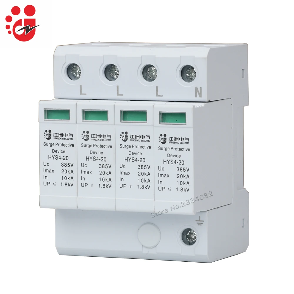 4P SPD AC 385V 10KA20KA House Surge Protector Protective Low voltage