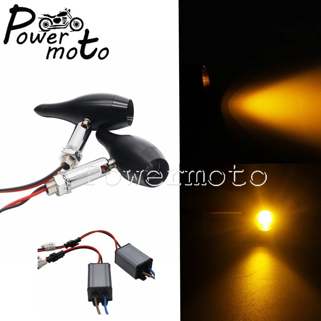 

12V Yellow Motorcycle 10mm Bolt Turn Signals Indicator Light For Harley Bobber Suzuki Yamaha Kawasaki cruise Ducati Blinker Lamp
