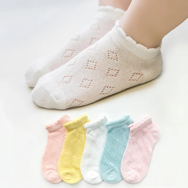 5 Pairs/Lot Children Cotton Socks Boy Girl Baby Infant Ultrathin Fashion Breathable Solid Mesh Socks  1
