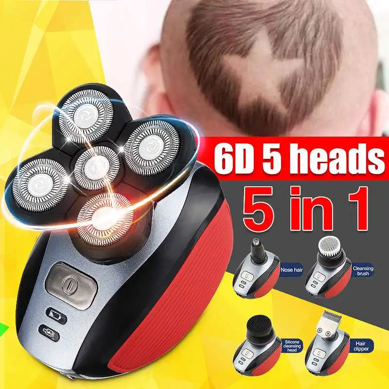 

Rechargeable Men Electric Shaver 4D 5 Head Floating Waterproof Beard Hair Trimmer Razors ABS + Stainless steel Comfortable