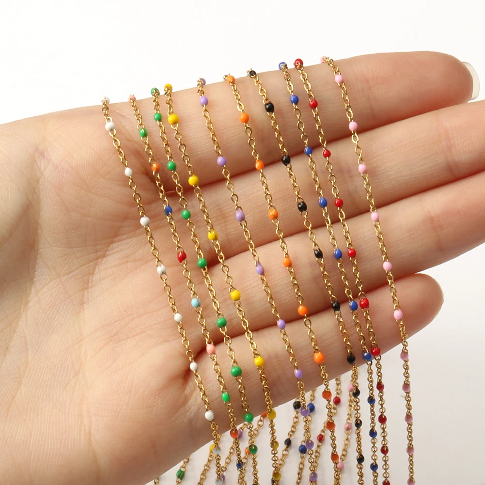 Cadena envuelta en alambre de acero para hacer joyas, cuentas para pulseras, collares, tobillos, accesorios hechos a mano, Color dorado - AliExpress Joyería y accesorios