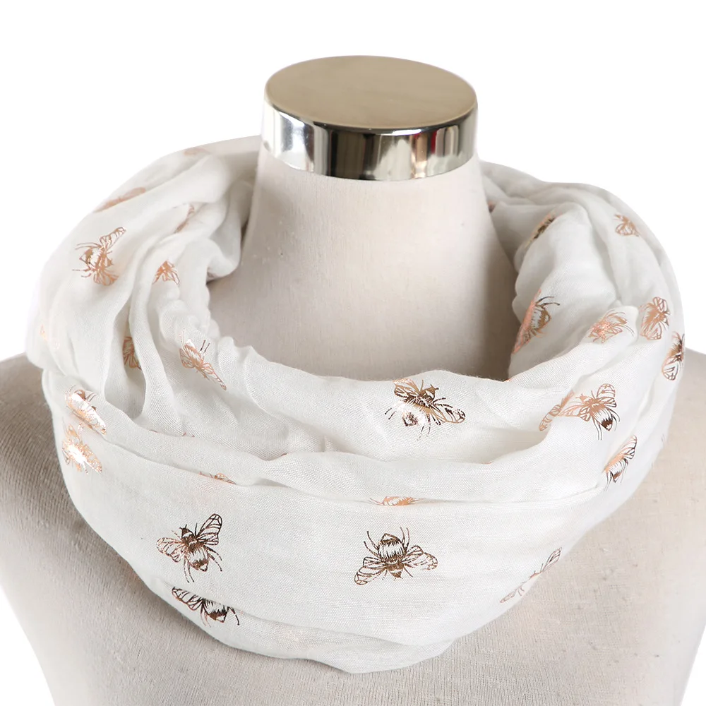 Популярный дизайнерский шарф с принтом пчелы из розового золота, шаль и шарф Мусульманский Баотоу