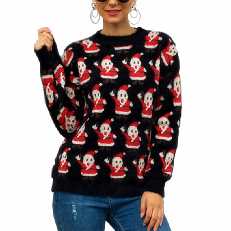 Christmas Sweater Women 2020 Fall Winter Knitting Sweaters Santa Claus Xmas Patterned Ugly Pullovers Ladies Long Sleeve Clothing | Женская