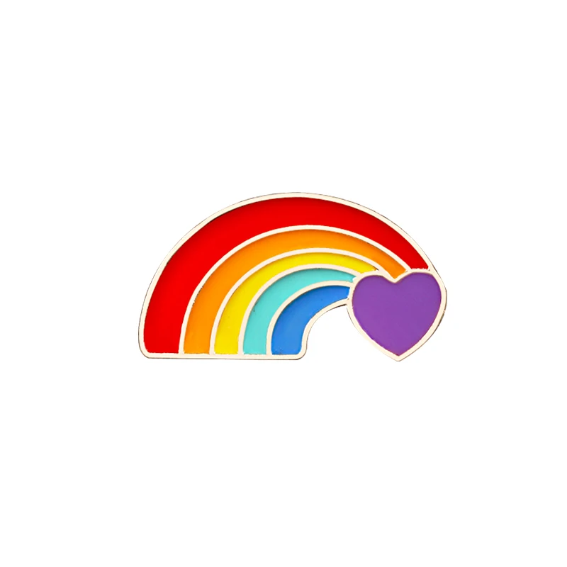 Творческий Радужный Флаг ЛГБТ брошь в виде радуги Шпильки Красочные «любящее сердце» флаг палец Нагрудный значок покрытый эмалью для людей нетрадиционной ориентации значок из мультфильма украшения из ткани - Окраска металла: Heart Rainbow