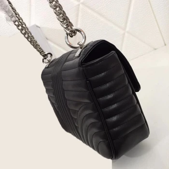 

free shipping 2020 the new style fashion striped genuine cow leather women one shoulder bag crossbody chain bag 3 color 26cm