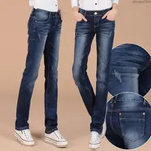 Женские Большие размеры, свободные плотные Стильные черные длинные штаны, женские джинсы, Осень-зима, плюс бархатные прямые джинсы