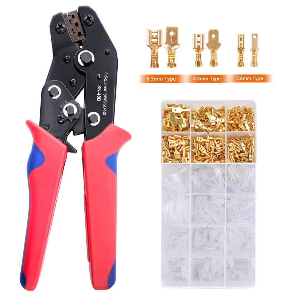 Crimping Plier Wire Crimper Male/Female Spade Bullet Connectors Terminals With Insulated Sleeves Wire Terminal Crimping Tool Kit 4