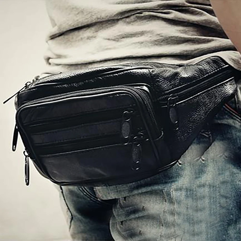 Adjustable Belt Fashion Wallet Cards Zipper PU Leather Leisure Outdoor Sports Mobile Phone Waist Bag Multi Pockets Pouch Travel