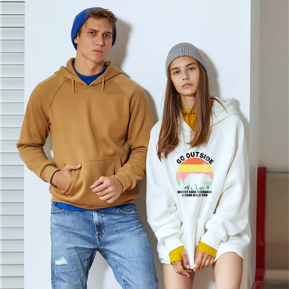 

2QIMU Sweatshirt Hoodie Cotton Casual Printing GO OUT SIDE Hoodies Couple Autumn Winter Hoodies Slim Fit Pullover Top Quality