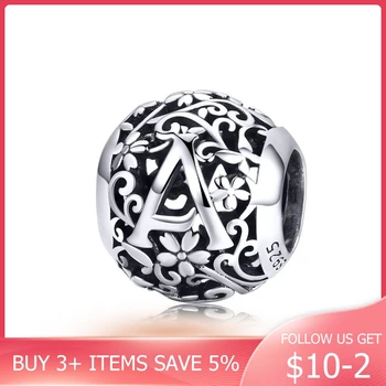 

CodeMonkey Alphabet Round Beads Silver 925 Jewelry Vintage Name Customied Beads for Snake Bracelet DIY Jewelry Making C1158