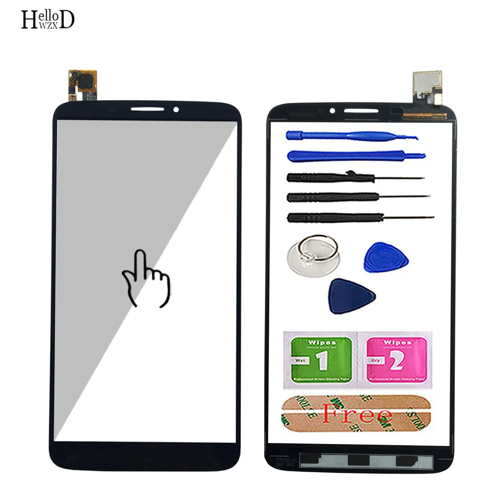 

6.0'' Mobile Touch Screen For Alcatel OneTouch Hero 8020X/D OT8020 8020 Lens Sensor Digitizer Panel Front Glass Tools 3M Glue
