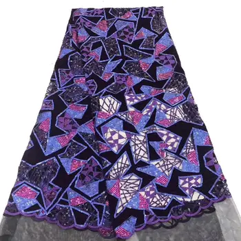 

French lace fabric 5yds/pce sequins velvet mesh fabrics women luxury party event aseobi bright exclusive dress 2019 new