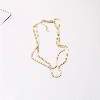 

Fashion Double Layer Snake Chain Oval Snake Chain Chain Chain Necklace