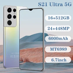 Version globale S21 Ultra 5G 6000mAh Cellulaire Téléphones Mobiles Android 16 GO 512 GO Smartphones 6.7 Débloqué 4G Téléphone Portable Téléphone Intelligent 
