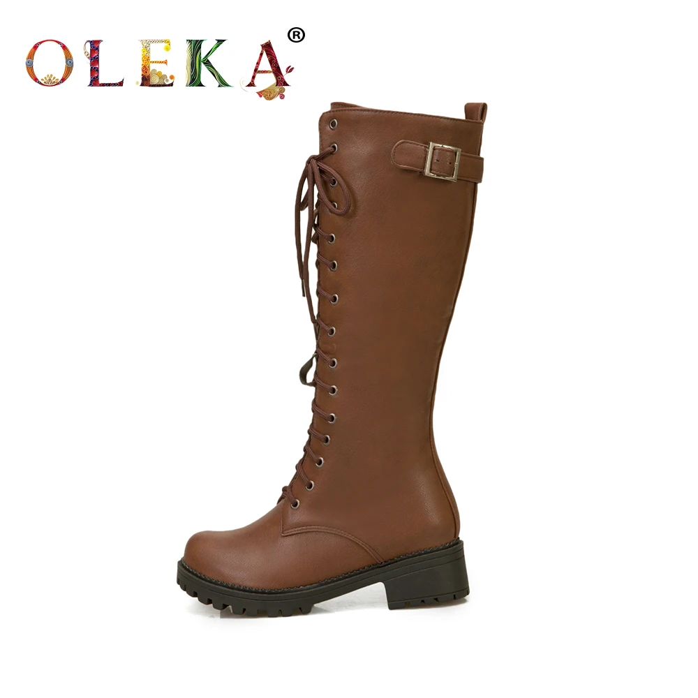 OLEAK/зимние женские сапоги до колена Женские на платформе с металлическим