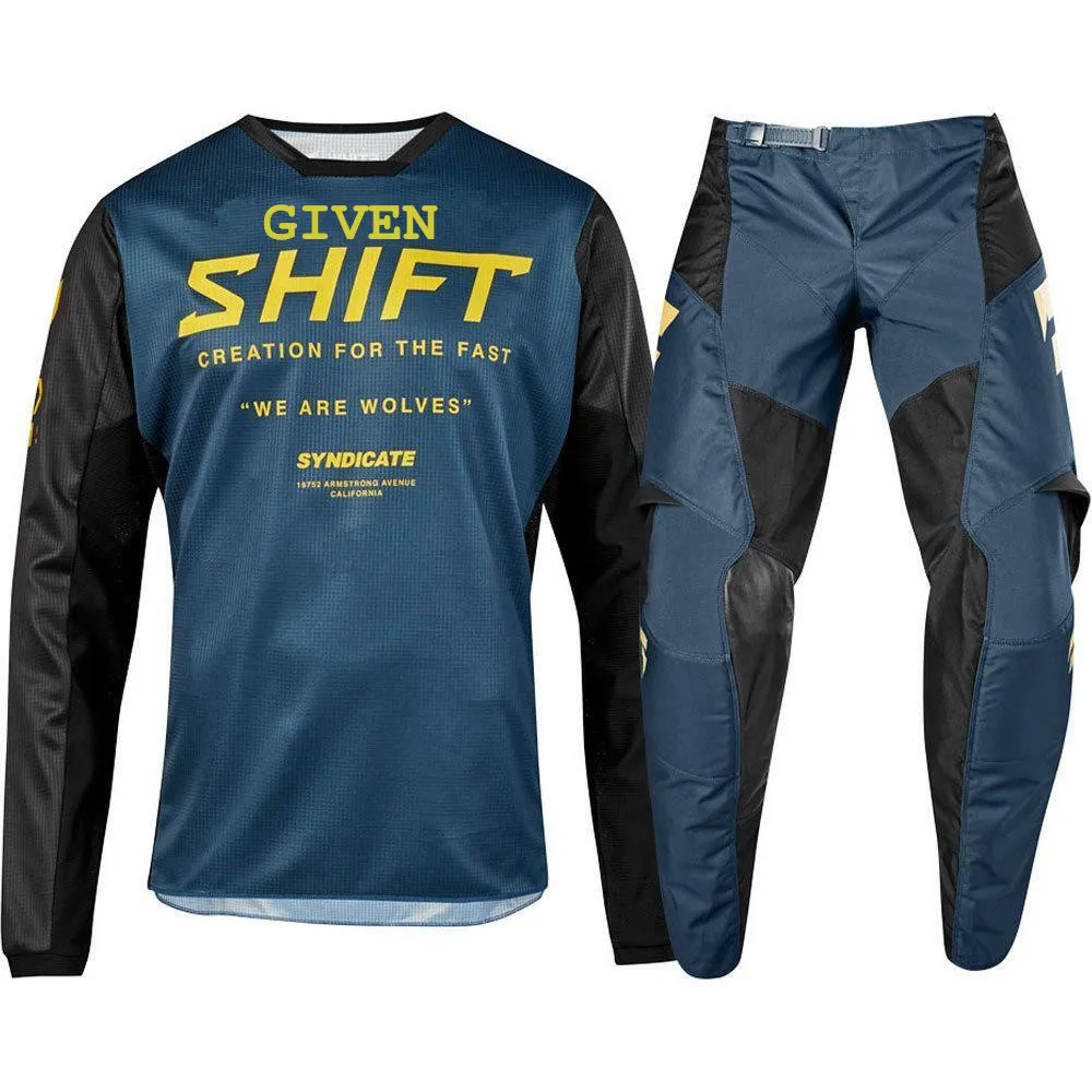 

2019 NEW MX WHIT3 Label Navy Blue Jersey Pants Adult Motocross Gear Set Motobiker Racing Gear Combination