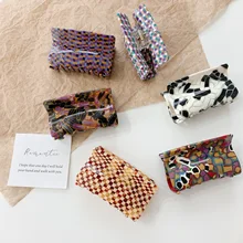 

2022 ColorFul Checkerboard Hairpin Memphis Novelty Square Claw Large Simple Retro Hair Claw Clip Accessories