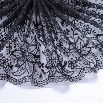 

1 Meter 25 cm Width Black Embroidered Lace Trim Mesh For Bra Curtain Decoration Lace Fabric Tulle Sewing Lace Applique Trimmings